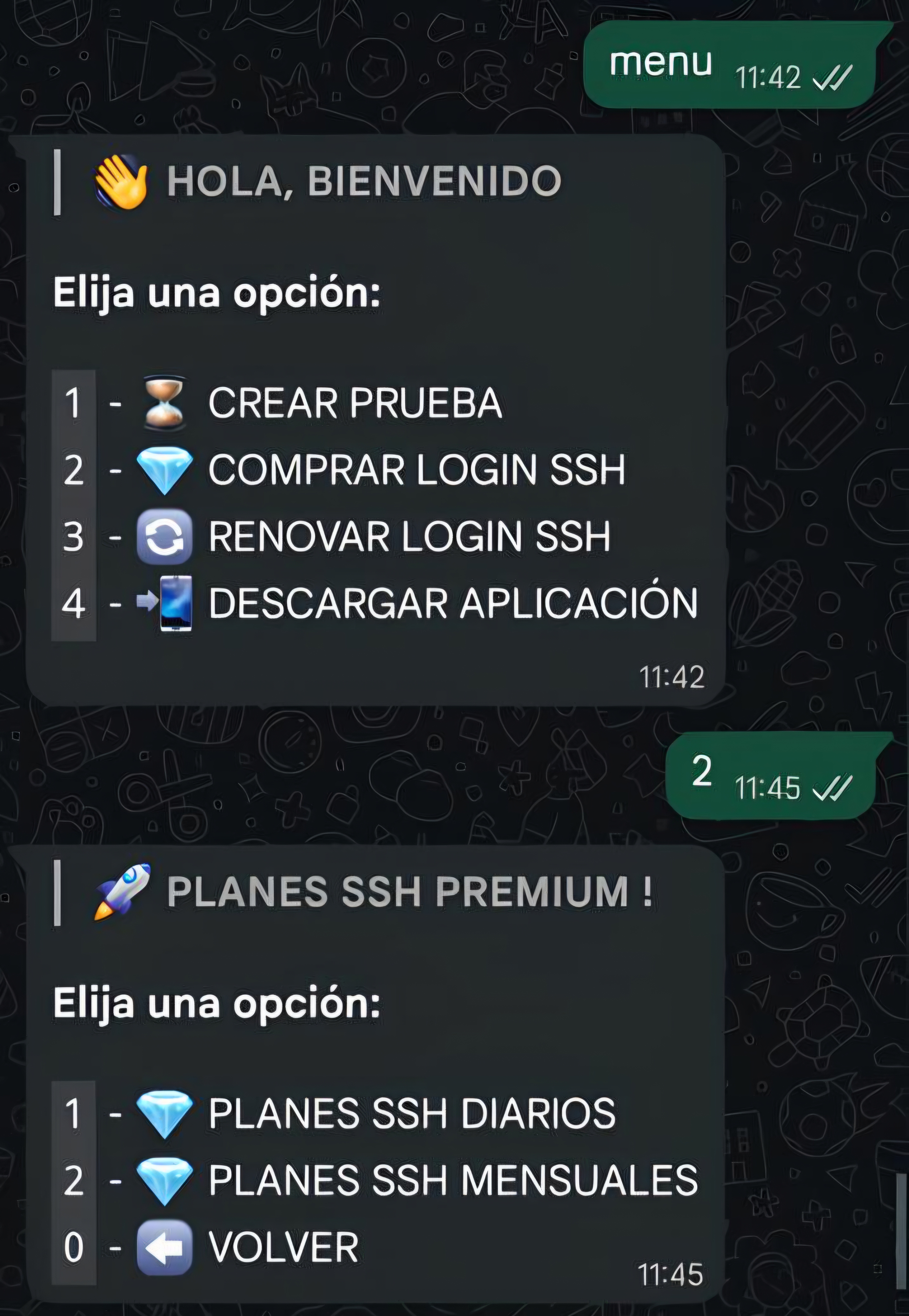 Demostración del bot SSH en WhatsApp